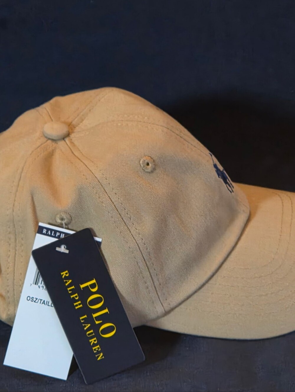 Polo by Ralph Lauren Khaki Cap with Navy Polo Player - Picture 15 of 15